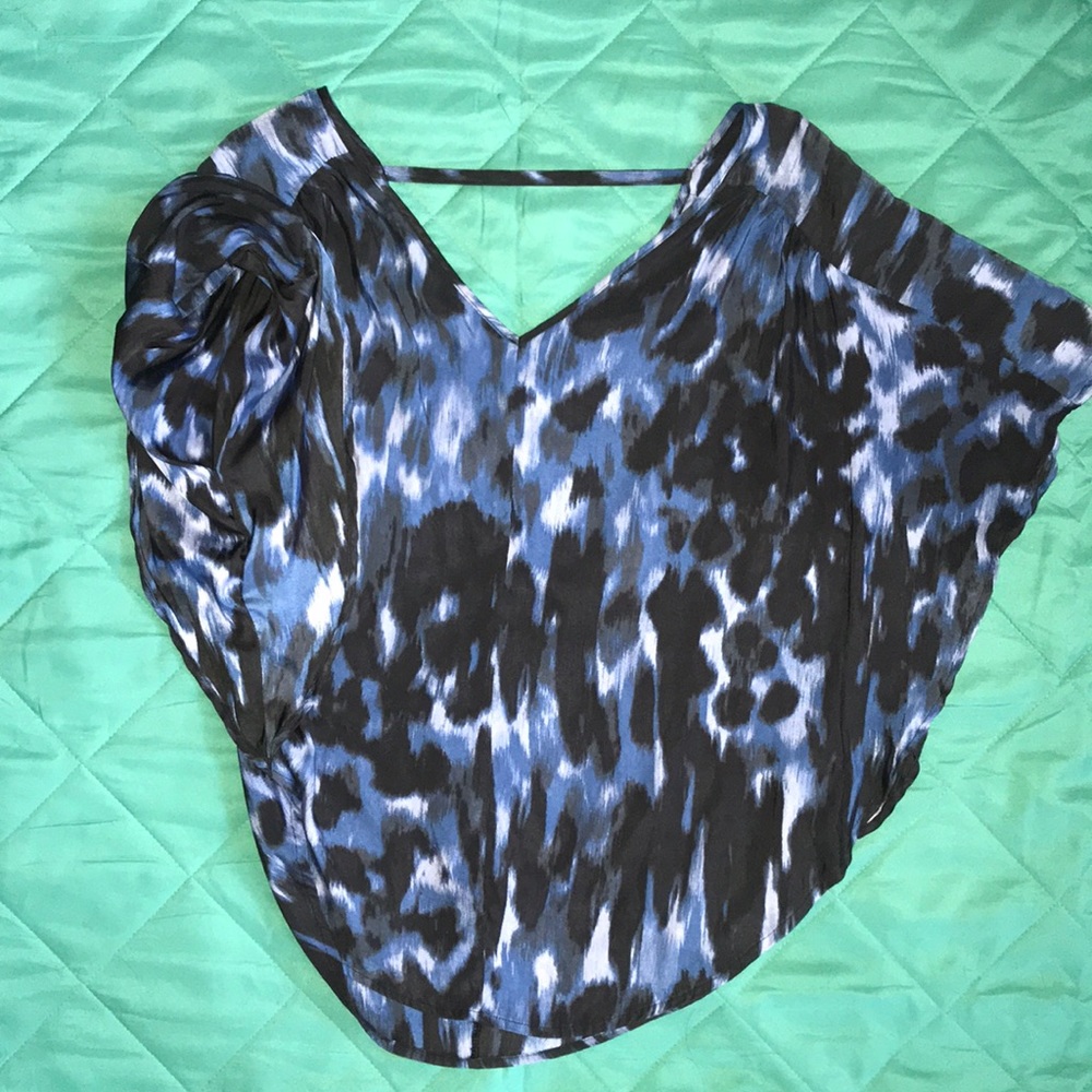 Blue & Black Printed Blouse